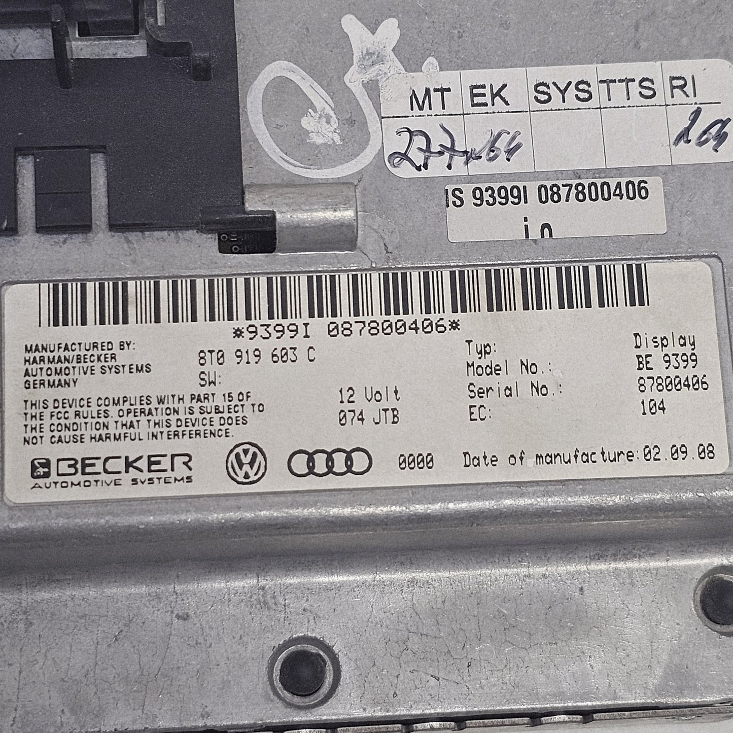 2005-2012 Audi A6 MMI Display Screen GPS Navigation System 8T0919603C