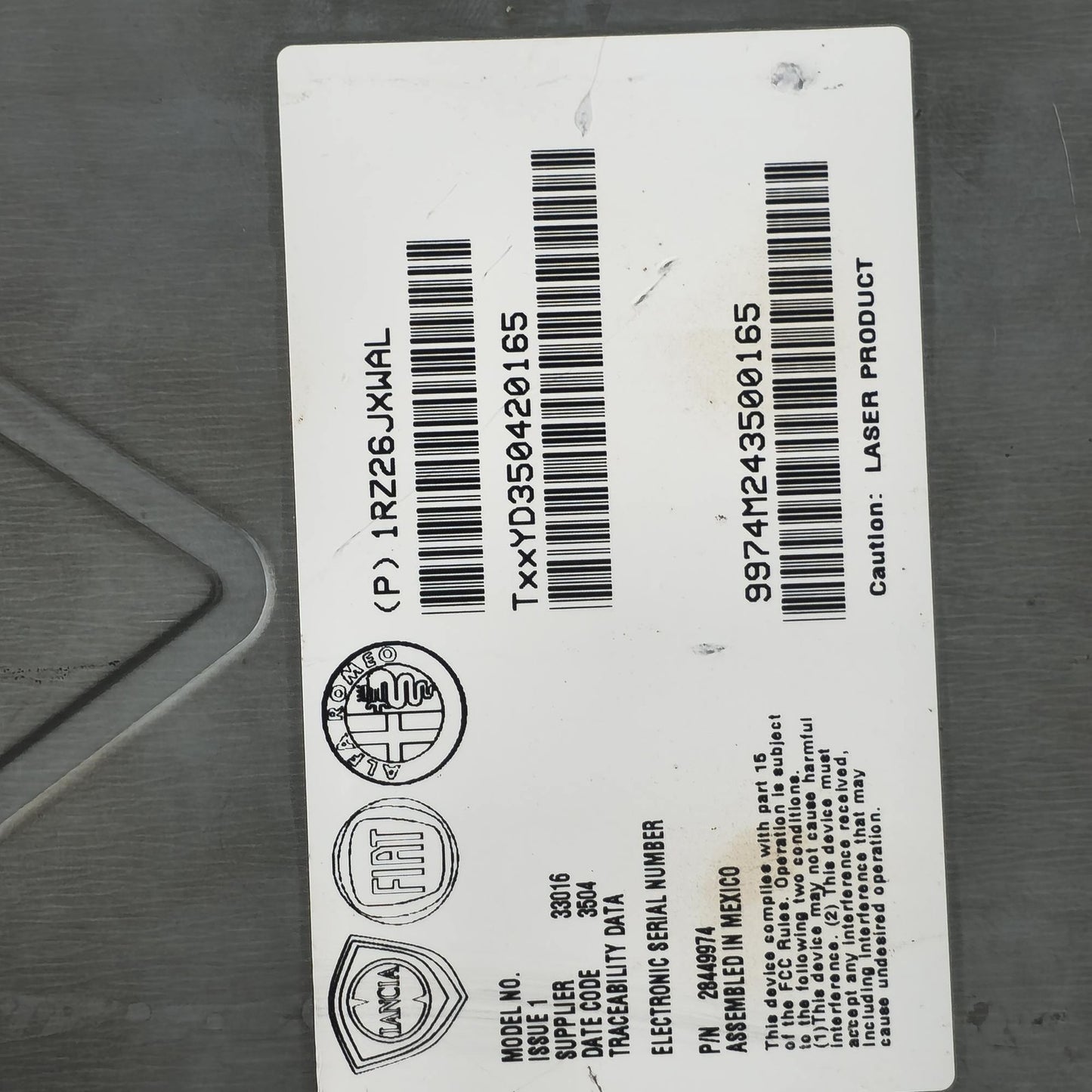 2012-2015 Fiat 500 Multi Media Radio 1RZ26JXWAL
