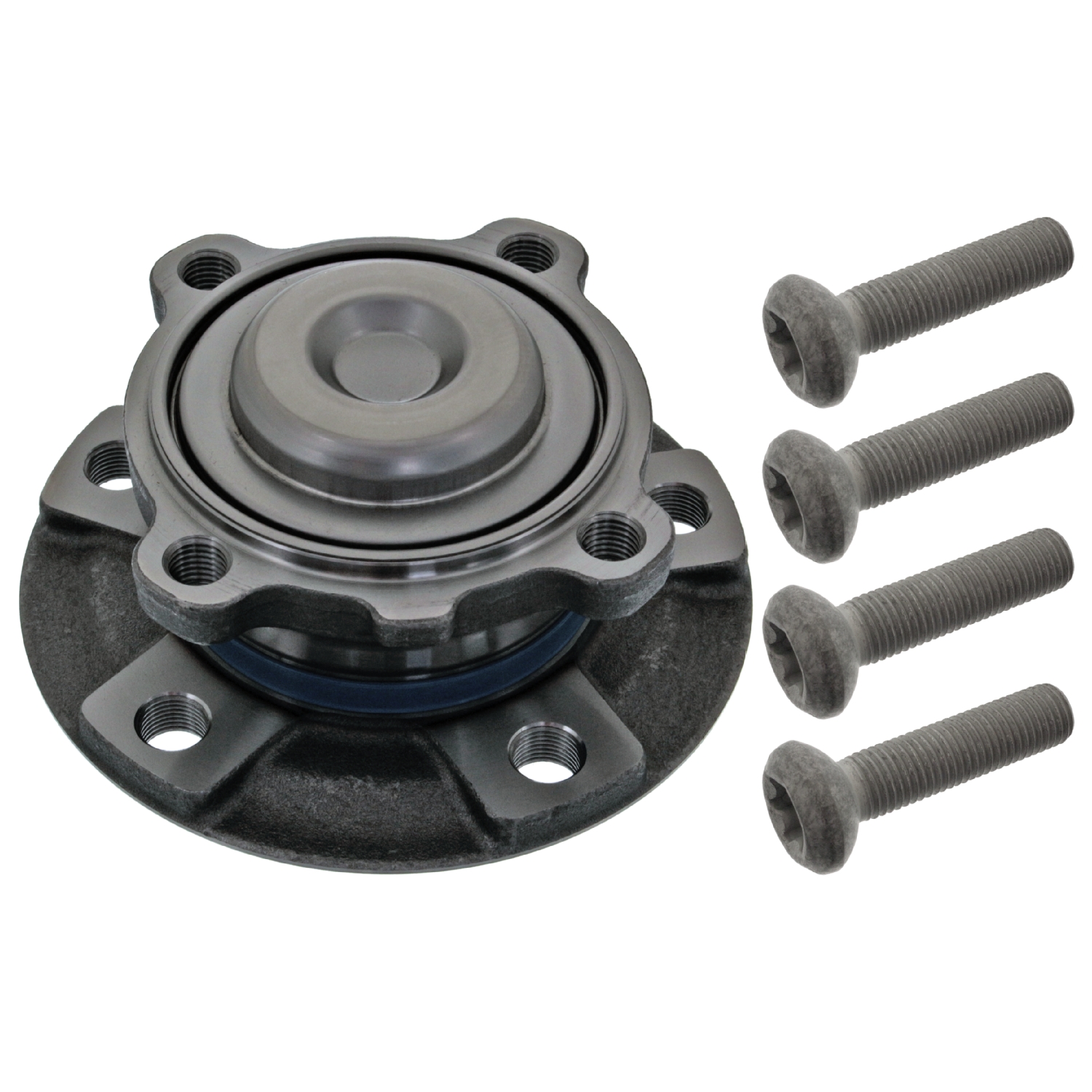 FEBI | Wheel Bearing Kit with wheel hub, ABS sensor ring and fastening bolts 47760 | OE 31 20 6 876 840 S1 | Fits BMW, BMW-Brilliance