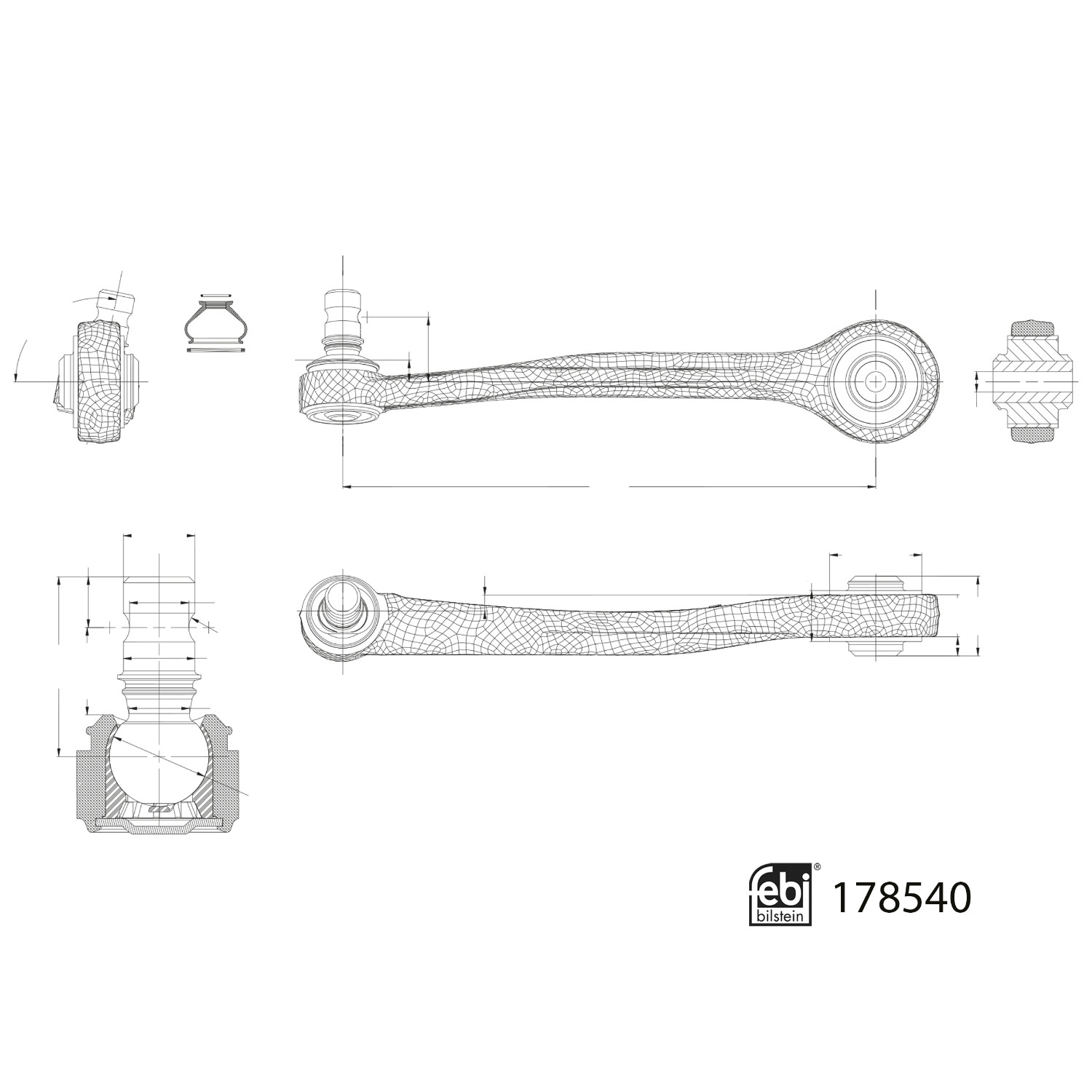 FEBI | Control Arm with bush and joint 178540 | OE 4H0 407 505 F | Fits Audi