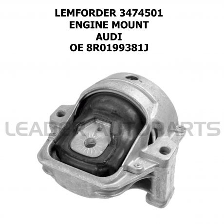 LEMFORDER | Audi Engine Mount - Lemforder 8R0199381AM 3474501 | OE not available | Fits A4, A4 Quattro, A5, A5 Quattro