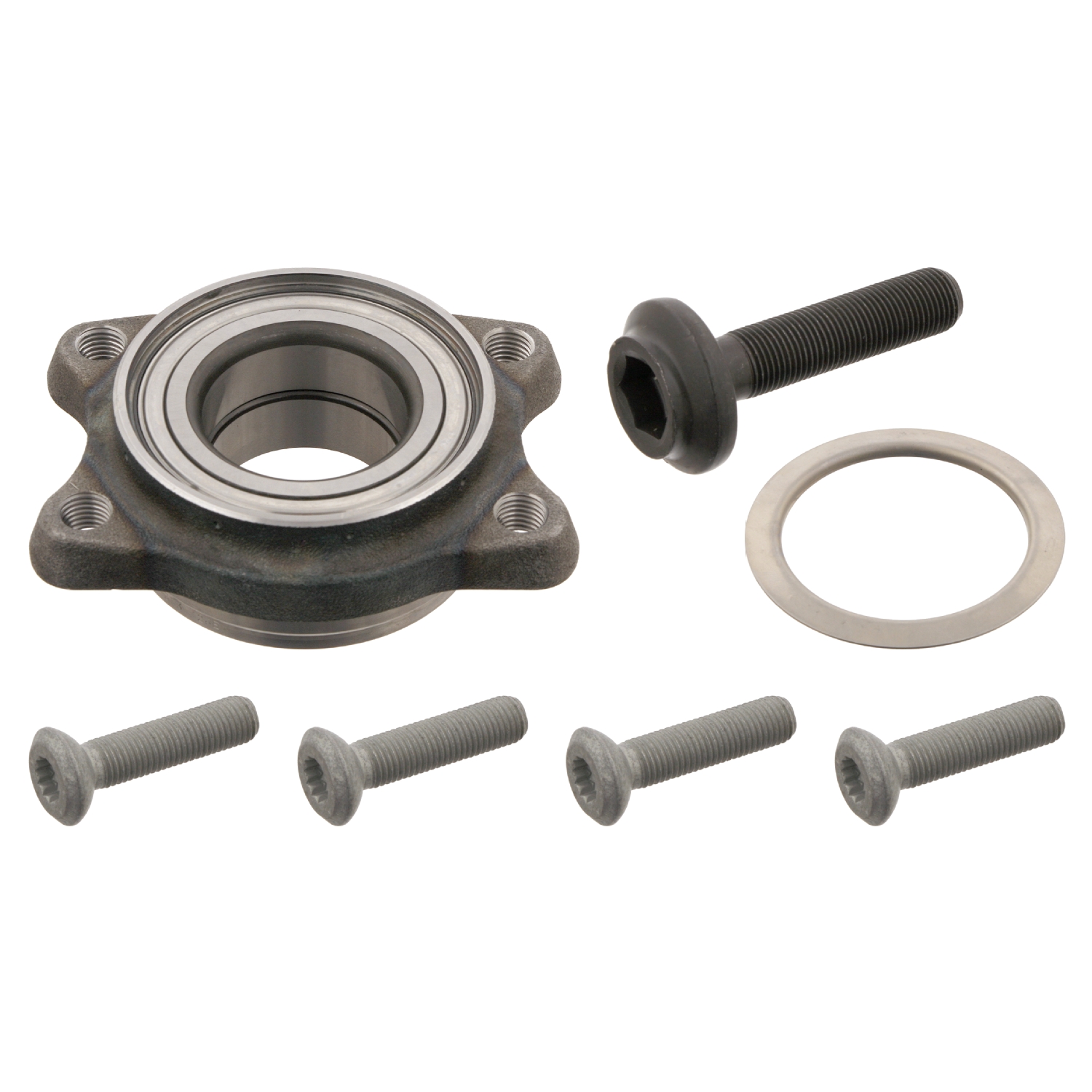 FEBI | Wheel Bearing Kit with drive shaft bolt and fastening bolts 29837 | OE 8E0 498 625 B | Fits Audi, Audi-FAW