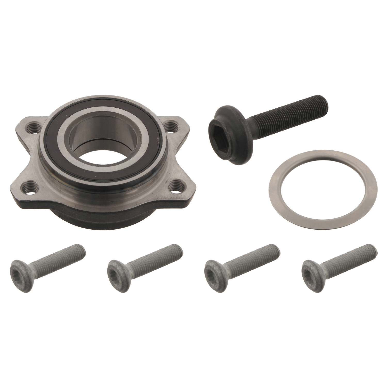 FEBI | Wheel Bearing Kit with drive shaft bolt and fastening bolts 29844 | OE 4F0 498 625 B | Fits Audi, Audi-FAW