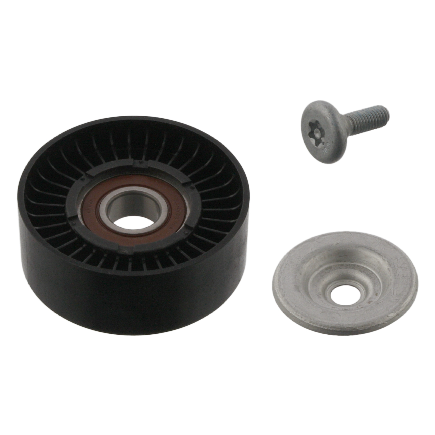 FEBI | Idler Pulley for auxiliary belt, with bolt 36933 | OE 271 200 05 70 | Fits Mercedes-Benz C-Class, Mercedes-Benz E-Class