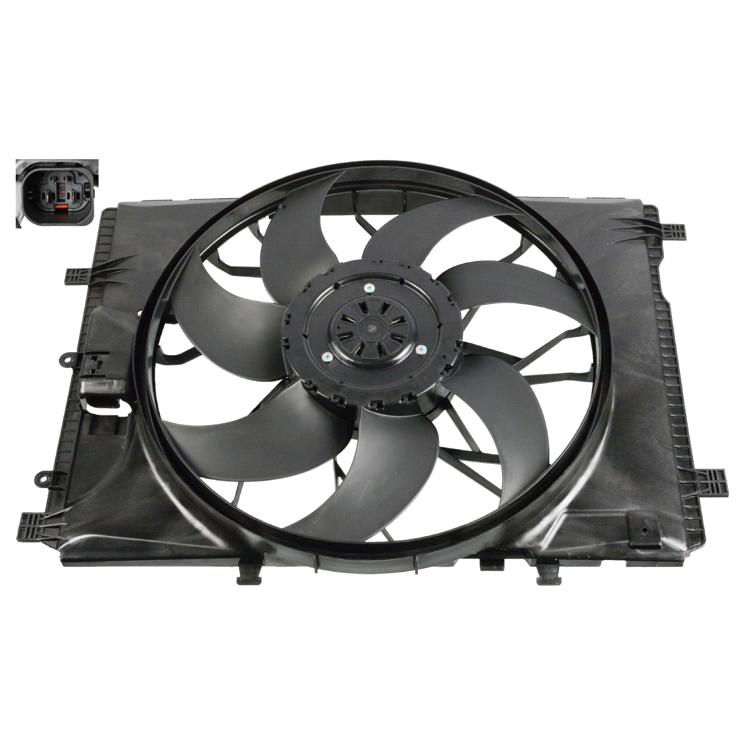 FEBI | Radiator Fan with shroud 107458 | OE 204 906 68 02 | Fits Mercedes-Benz C-Class, Mercedes-Benz E-Class
