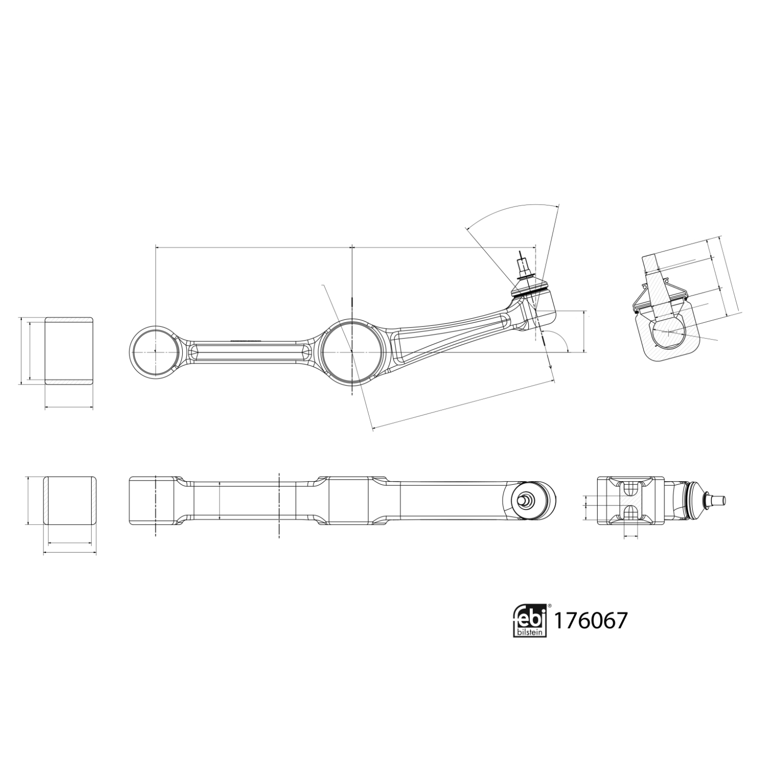 FEBI | Control Arm with bushes, joint and lock nut 176067 | OE 205 330 22 07 | Fits Mercedes-Benz