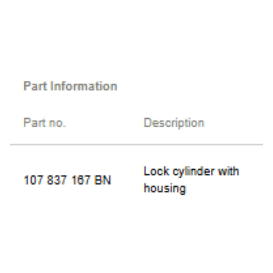 2012-2018 Audi A6 / S6 Door Lock Cylinder Used OEM 107837167BN