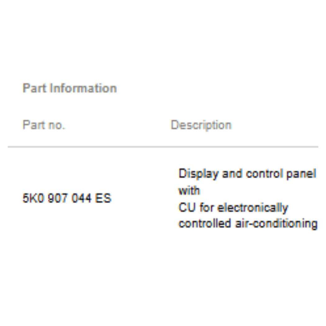 2012–2014 VW Golf/Passat Climate Control Panel USED OEM 5K0907044ES