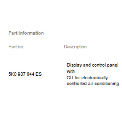 2012–2014 VW Golf/Passat Climate Control Panel USED OEM 5K0907044ES