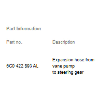 2011–2015 VW Jetta Power Steering Return Hose Used OEM 5C0422893AL