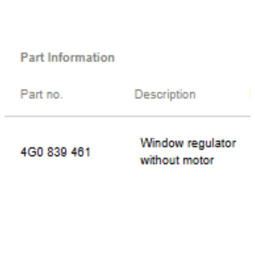 2012–2018 Audi A6 Rear Left Window Regulator Used OEM 4G0839461