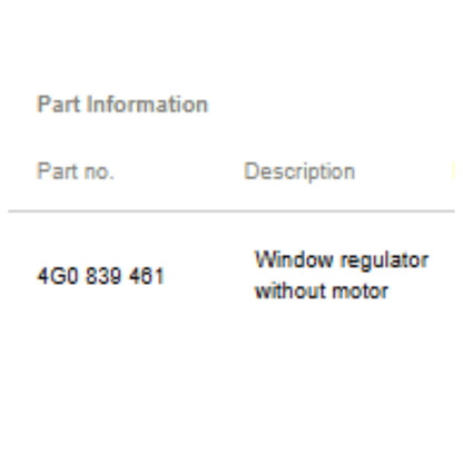 2012–2018 Audi A6 Rear Left Window Regulator Used OEM 4G0839461