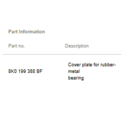 2014 Audi A6 Engine Mount Heat Shield Cover Plate OEM 8K0199388BF