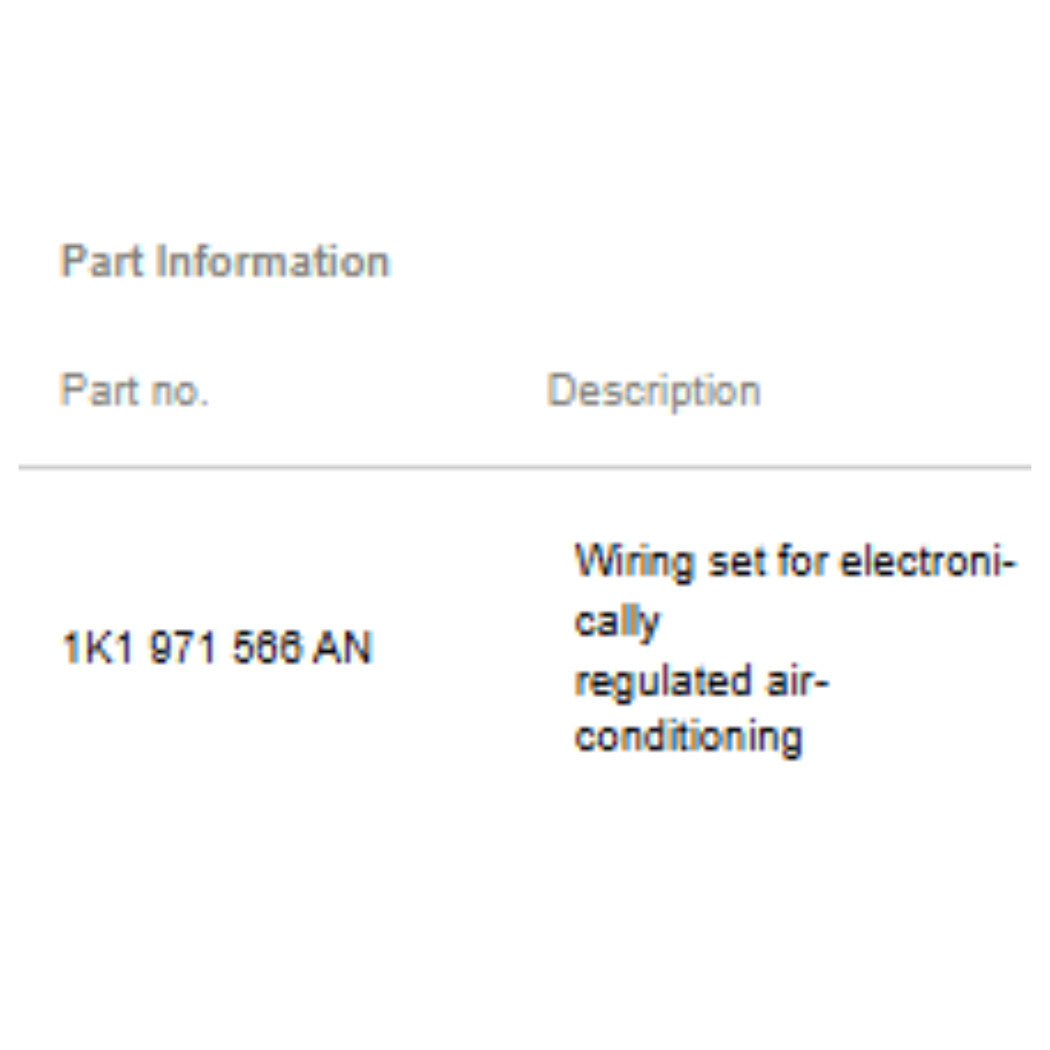 2012-2014 VW Golf Mk6 Air-Conditioning Wiring Harness USED OEM 1K1971566AN