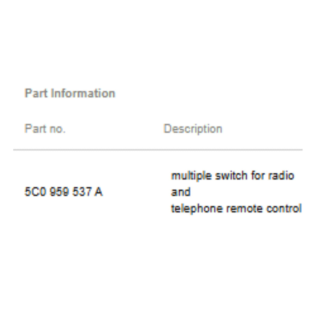2011–2018 VW Jetta Steering Wheel Radio Control Button Used OEM 5C0959537A