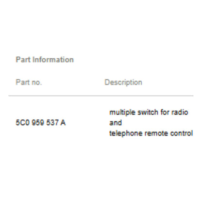 2011–2018 VW Jetta Steering Wheel Radio Control Button Used OEM 5C0959537A