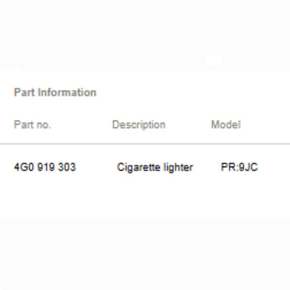 2012–2018 Audi A6 / A7 / RS7 12V Cigarette Lighter / Power Outlet OEM 4G0919303