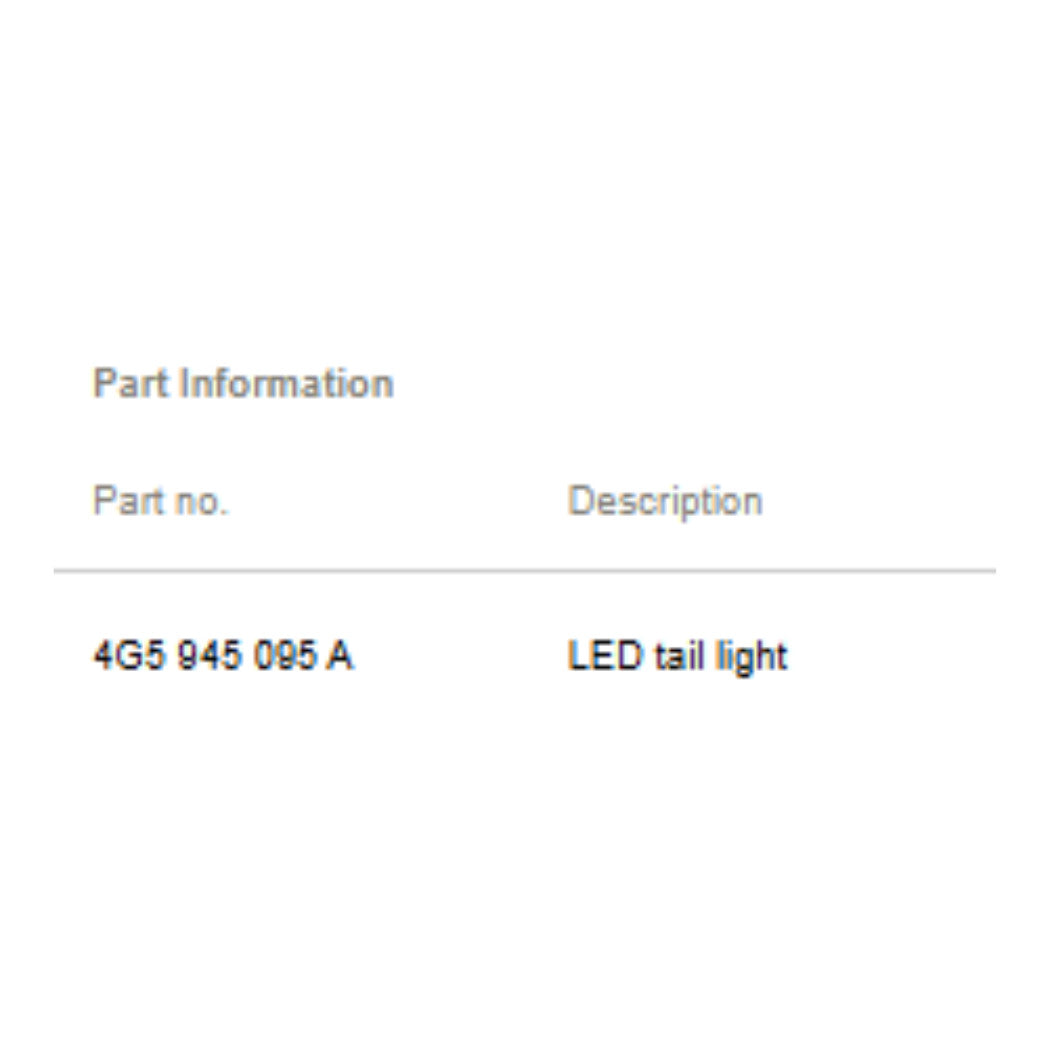2011-2014 Audi A6 Left LED Tail Light Used OEM 4G5945095A
