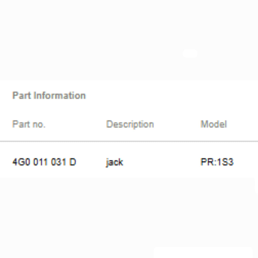 2012–2018 Audi A6 C7 Emergency Jack Used OEM 4G0011031D