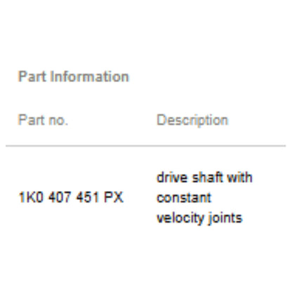2012 VW Jetta Front Left CV Axle Assembly Used OEM 1K0407451PX