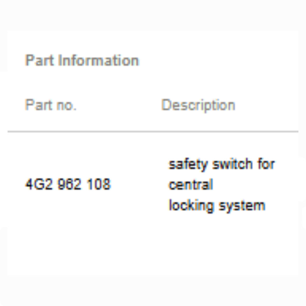 2012–2018 Audi A6 / A7 Front Right Door Lock Switch Used OEM 4G1962108
