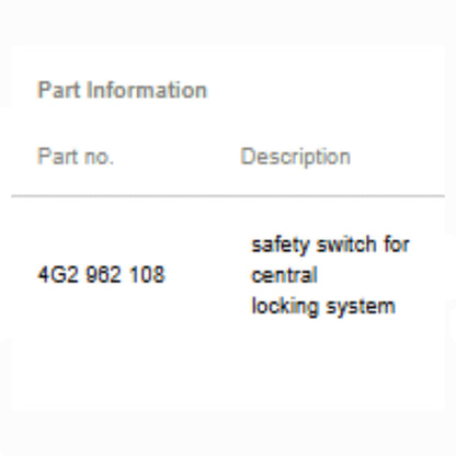 2012–2018 Audi A6 / A7 Front Right Door Lock Switch Used OEM 4G1962108