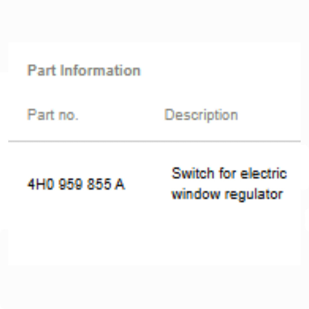 2012–2018 Audi A6 / A8 Power Window Switch Used OEM 4H0959855A