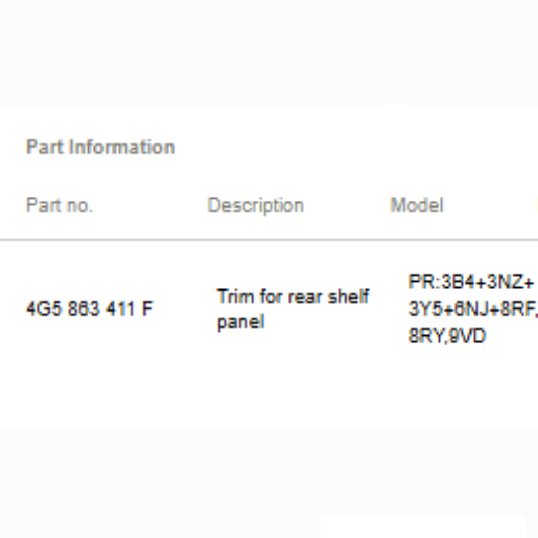 2012–2018 Audi A6 Parcel Shelf Trim Panel Used OEM 4G5863411F