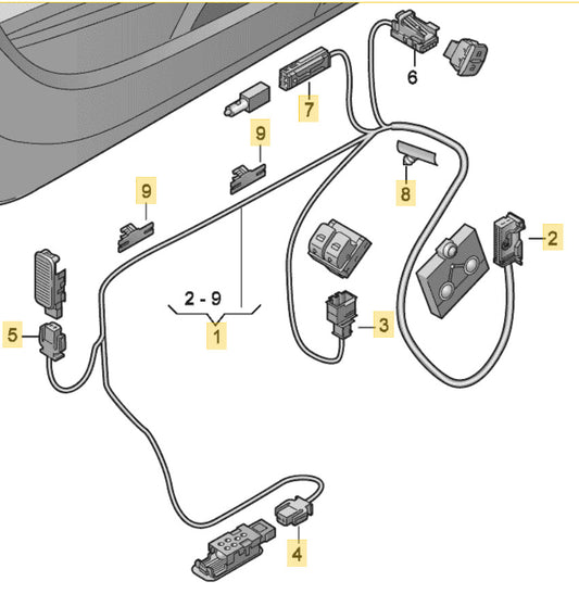 2010–2012 AUDI A4 Door Wiring Set USED OEM 8K0971693B