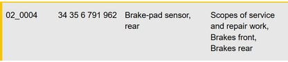 2011–2016 BMW 520i Rear Brake Pad Sensor USED OEM 34356791962