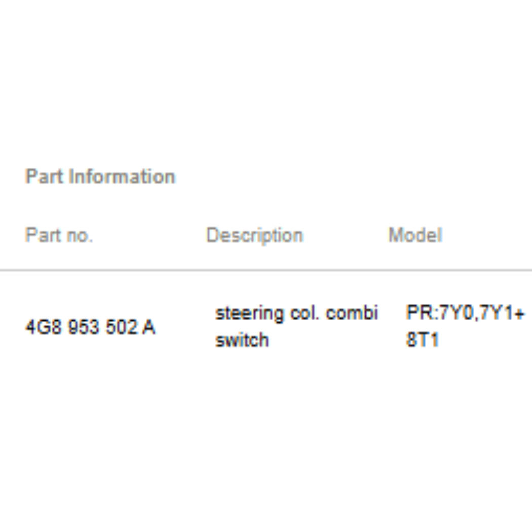 2012–2018 Audi A6 / A7 Combination / Multifunction Switch Used OEM 4G8953502A