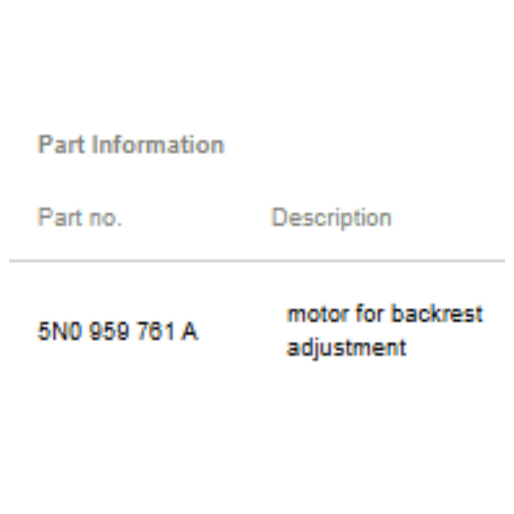 2012–2015 VW/Audi Front  Left Seat Backrest Adjustment Motor USED OEM 5N0959761A