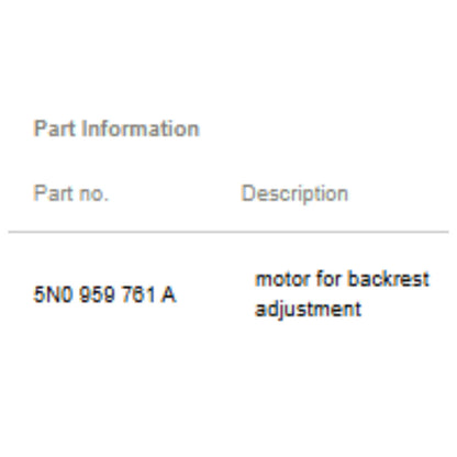 2012–2015 VW/Audi Front  Left Seat Backrest Adjustment Motor USED OEM 5N0959761A