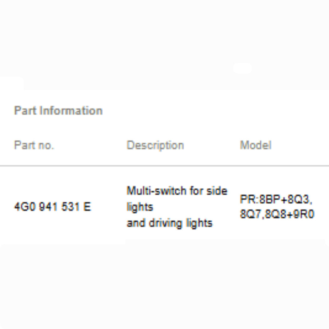 2012–2018 Audi A6 / A7 Headlight Control Switch Used OEM 4G0941531E