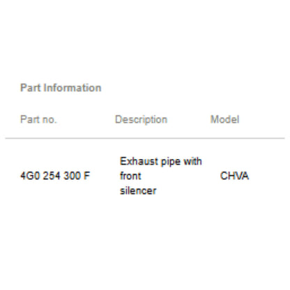 2011–2018 Audi A6 / A7 Left Exhaust Pipe with Front Silencer Used OEM 4G0254300F
