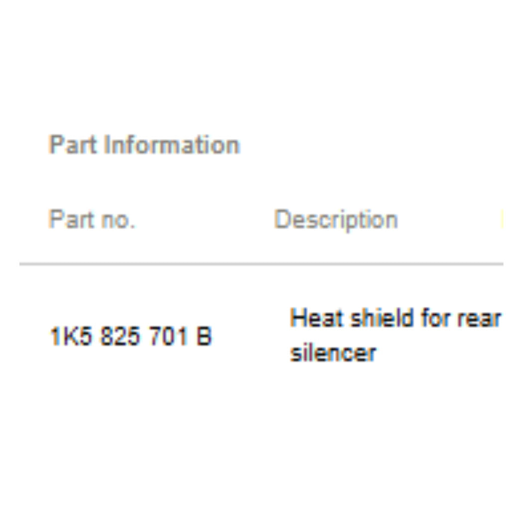 2011–2015 VW Jetta Exhaust Heat Shield Rear Used OEM 1K5825701B
