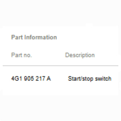 2012–2018 Audi A6 / A7 Ignition / Start-Stop Switch Used OEM 4G1905217A