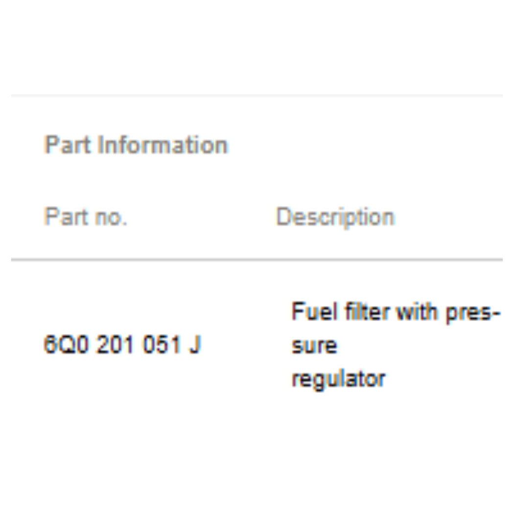 2011–2015 VW Jetta Fuel Filter Used OEM 6Q0201051J