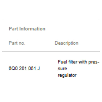 2011–2015 VW Jetta Fuel Filter Used OEM 6Q0201051J