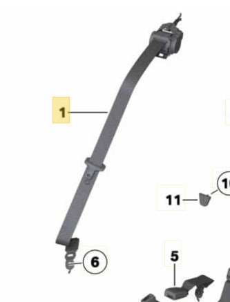2011–2016 BMW 520i Rear Upper Seat Belt Assembly USED OEM 72119163238