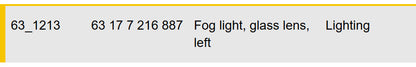 2011–2016 BMW 520i Front Left Fog Light with Glass Lens USED OEM 63177216887