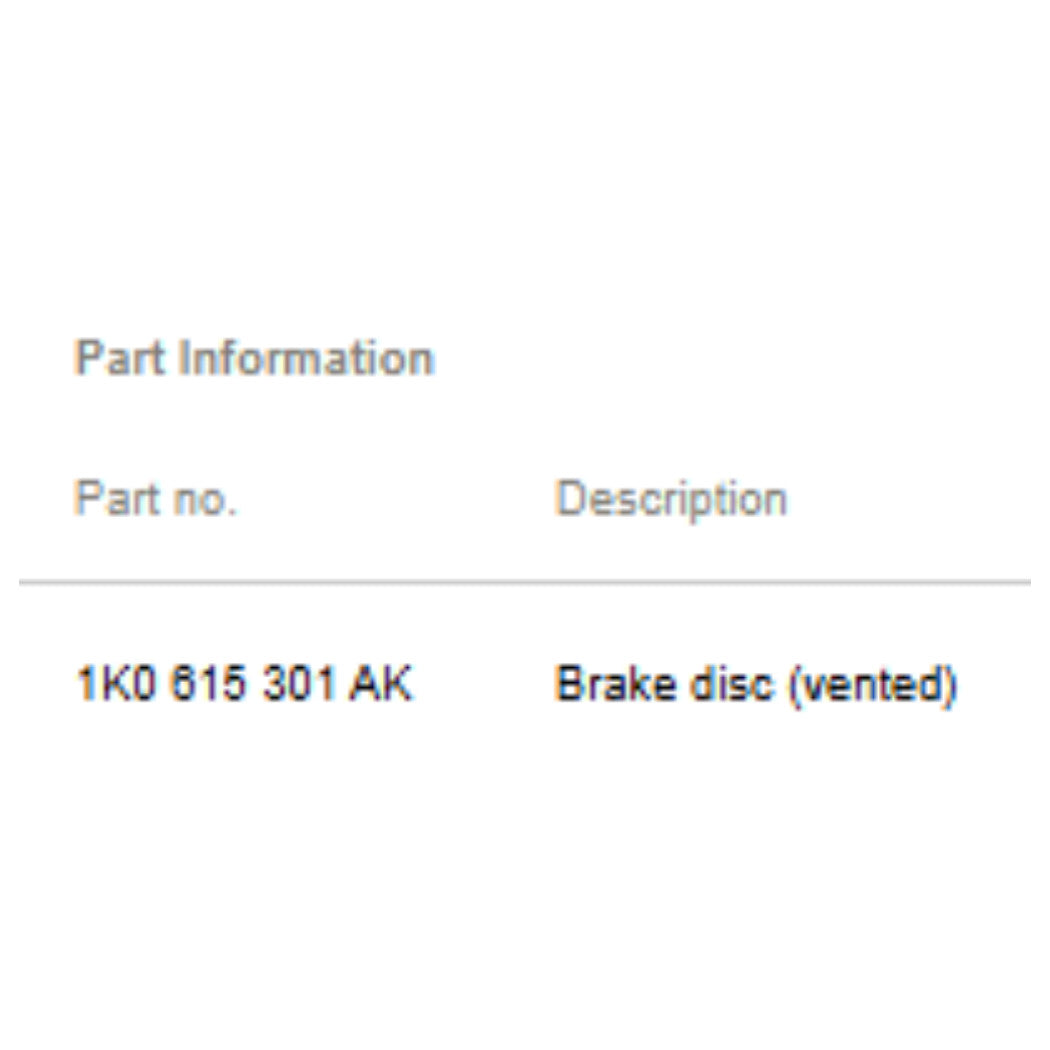 2011–2015 VW Jetta Front Brake Rotor Used OEM 1K0615301AK