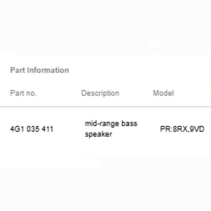 2012–2018 Audi A6 / A7 Rear Door Mid-Range Speaker Used OEM 4G1035411