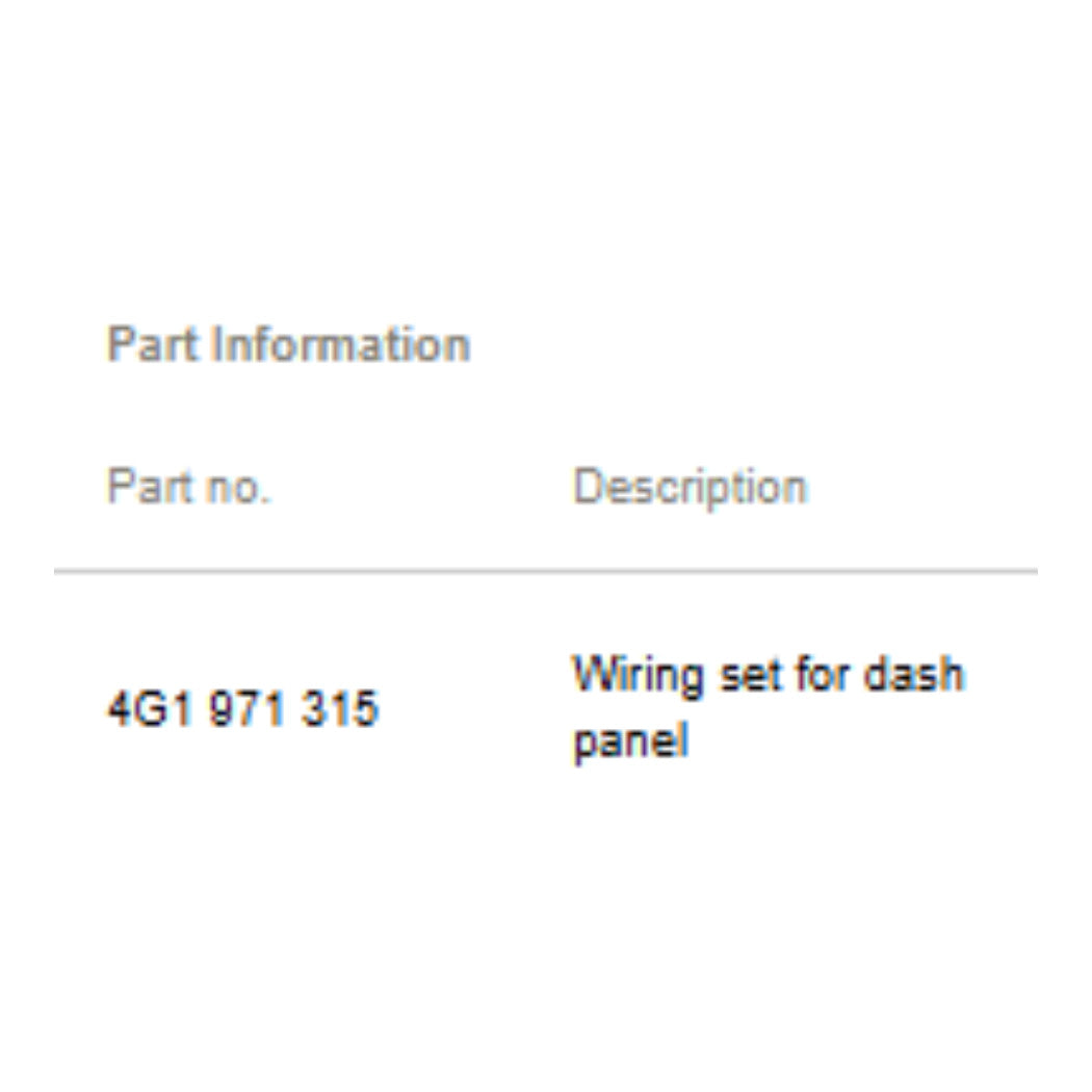 2012–2016 Audi A6 A7 Used OEM Dashboard Wiring Harness 4G1971315