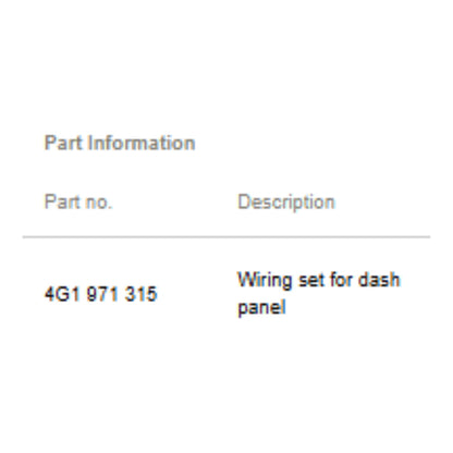 2012–2016 Audi A6 A7 Used OEM Dashboard Wiring Harness 4G1971315