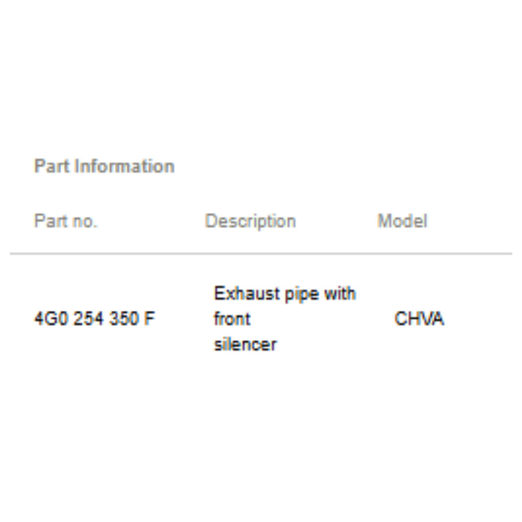 2011–2018 Audi A6/A7 Right Exhaust Pipe with Front Silencer Used OEM 4G0254350F