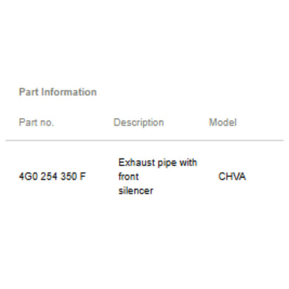 2011–2018 Audi A6/A7 Right Exhaust Pipe with Front Silencer Used OEM 4G0254350F