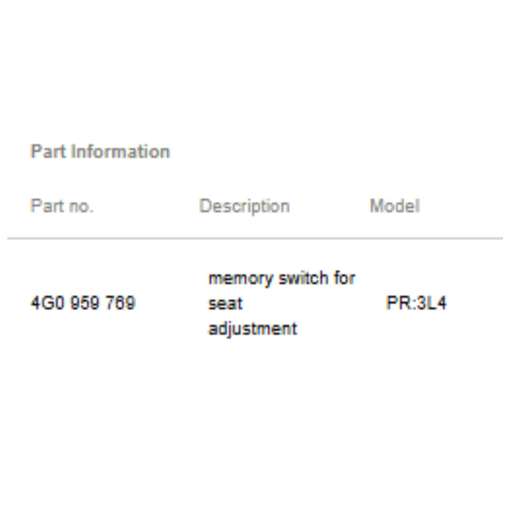 2012-2018 Audi A6 Driver Seat Memory Switch Used OEM 4G0959769