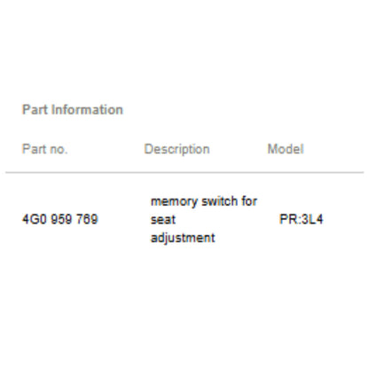 2012-2018 Audi A6 Driver Seat Memory Switch Used OEM 4G0959769