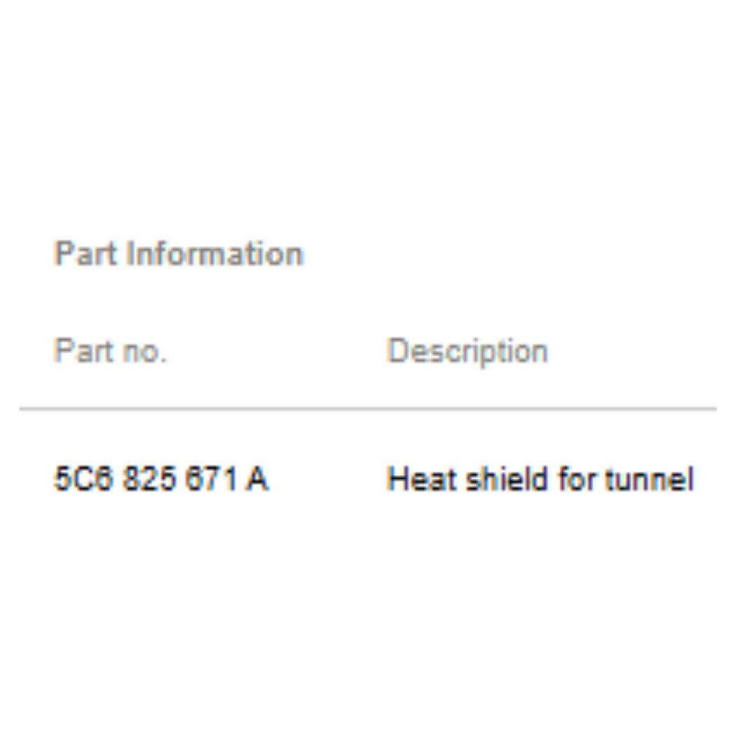 2011–2018 VW Jetta Exhaust Heat Shield Used OEM 5C6825671A